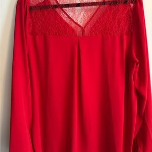Red Lace Detail Blouse